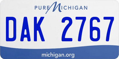 MI license plate DAK2767
