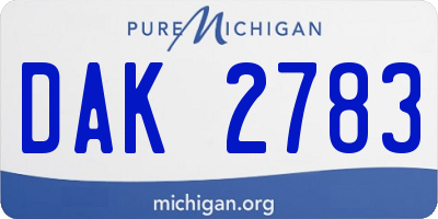 MI license plate DAK2783