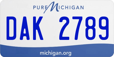 MI license plate DAK2789