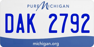 MI license plate DAK2792