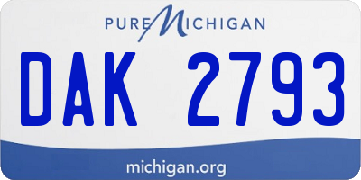 MI license plate DAK2793