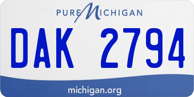 MI license plate DAK2794