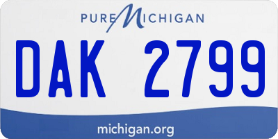 MI license plate DAK2799
