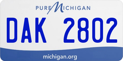MI license plate DAK2802