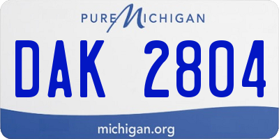 MI license plate DAK2804