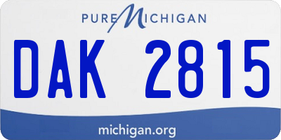 MI license plate DAK2815
