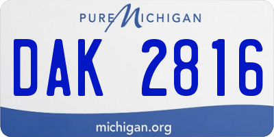 MI license plate DAK2816