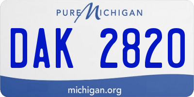 MI license plate DAK2820