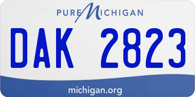 MI license plate DAK2823
