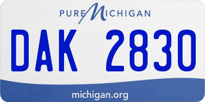MI license plate DAK2830