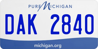 MI license plate DAK2840