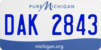 MI license plate DAK2843