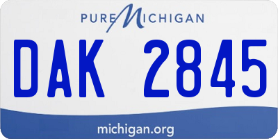 MI license plate DAK2845