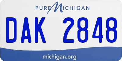 MI license plate DAK2848