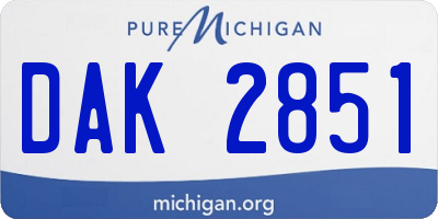 MI license plate DAK2851