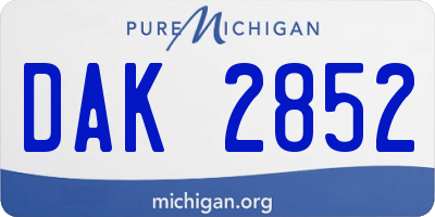 MI license plate DAK2852