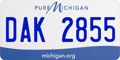 MI license plate DAK2855