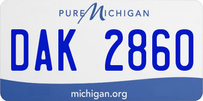 MI license plate DAK2860