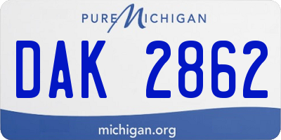 MI license plate DAK2862