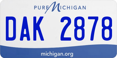 MI license plate DAK2878