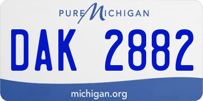 MI license plate DAK2882