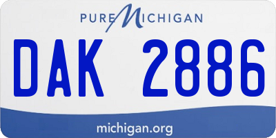 MI license plate DAK2886