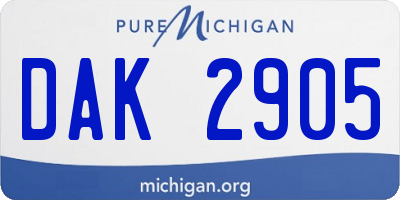 MI license plate DAK2905