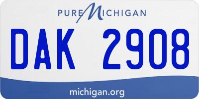 MI license plate DAK2908