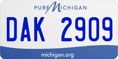 MI license plate DAK2909