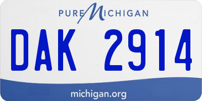 MI license plate DAK2914