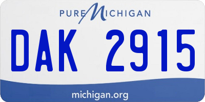 MI license plate DAK2915