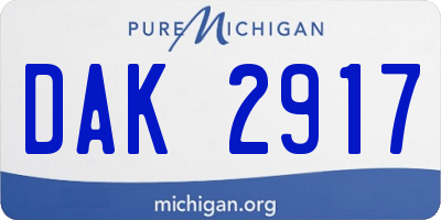 MI license plate DAK2917