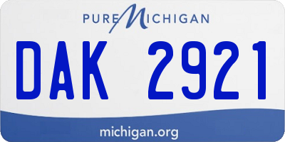 MI license plate DAK2921