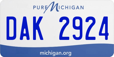 MI license plate DAK2924