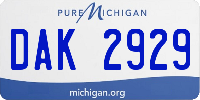 MI license plate DAK2929