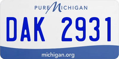 MI license plate DAK2931