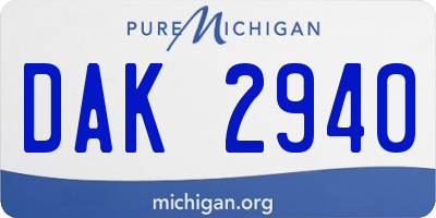 MI license plate DAK2940