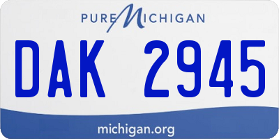 MI license plate DAK2945