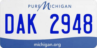MI license plate DAK2948