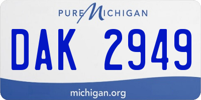 MI license plate DAK2949