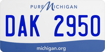 MI license plate DAK2950