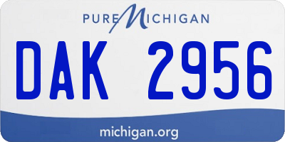 MI license plate DAK2956