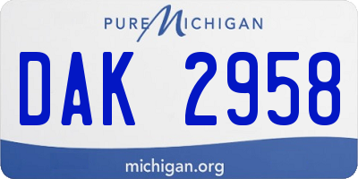 MI license plate DAK2958