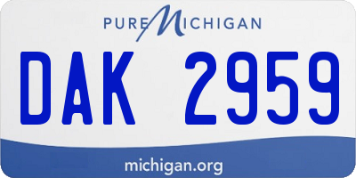 MI license plate DAK2959