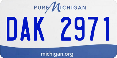 MI license plate DAK2971