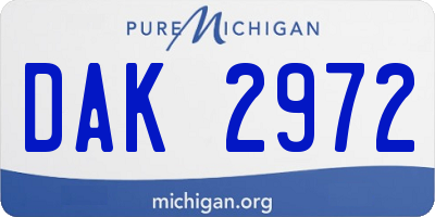 MI license plate DAK2972