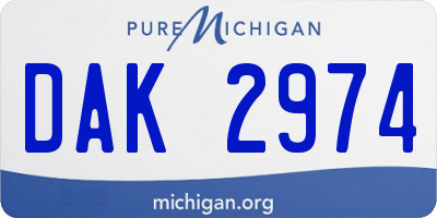MI license plate DAK2974