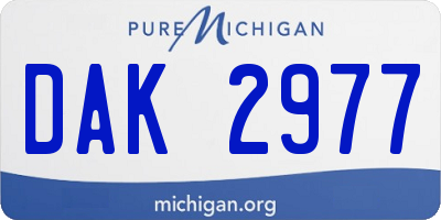 MI license plate DAK2977