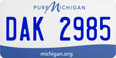 MI license plate DAK2985