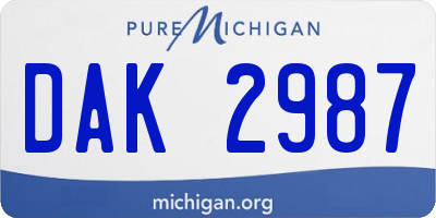 MI license plate DAK2987